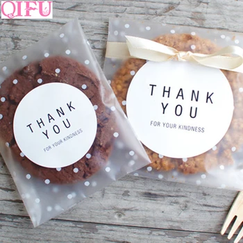 

QIFU 100pcs/60pcs Transparent Plastic Bag Candy Cookie Gift Bag Frosted OPP Birthday Party Candy Packaging Bag Pouch Gift Box
