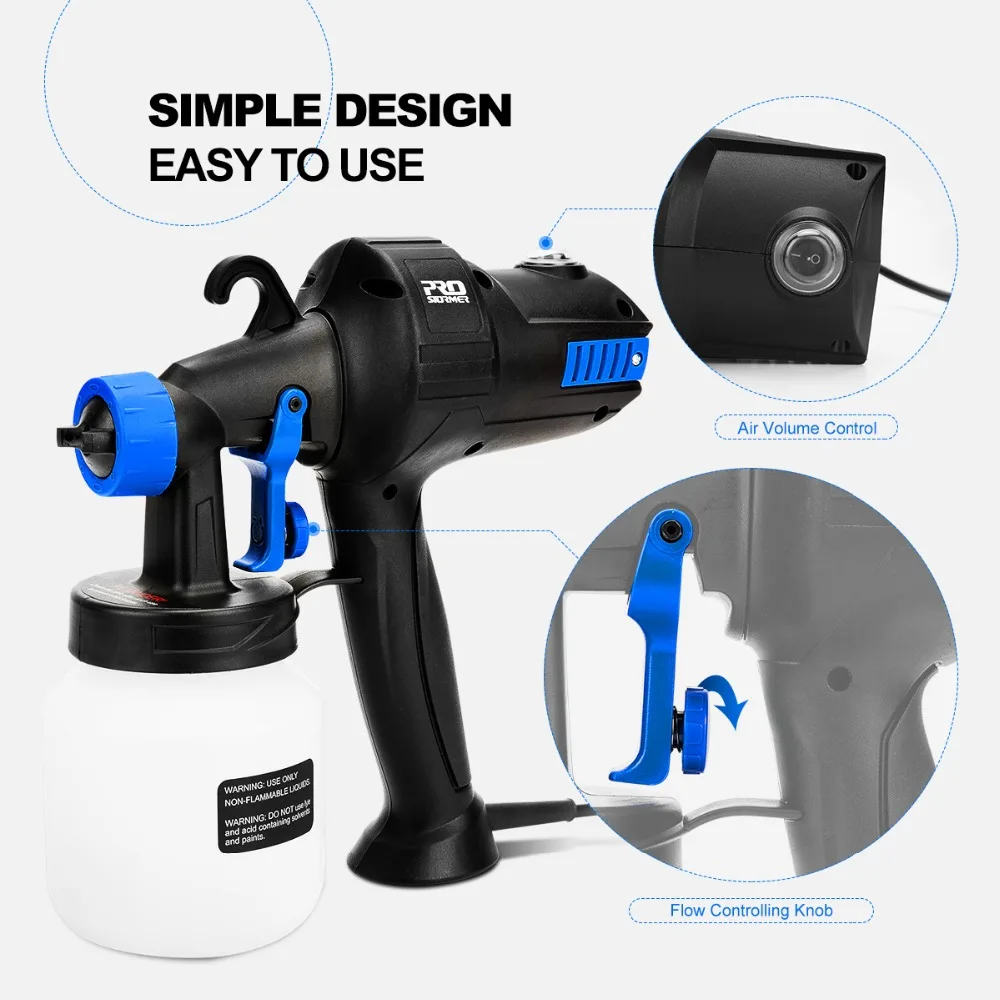 

Prostormer 800ML Professional Spray Gun Airbrush Handheld High Power HVLP Sprayer Gun Flow Control Electric Spray Paint Airbrush
