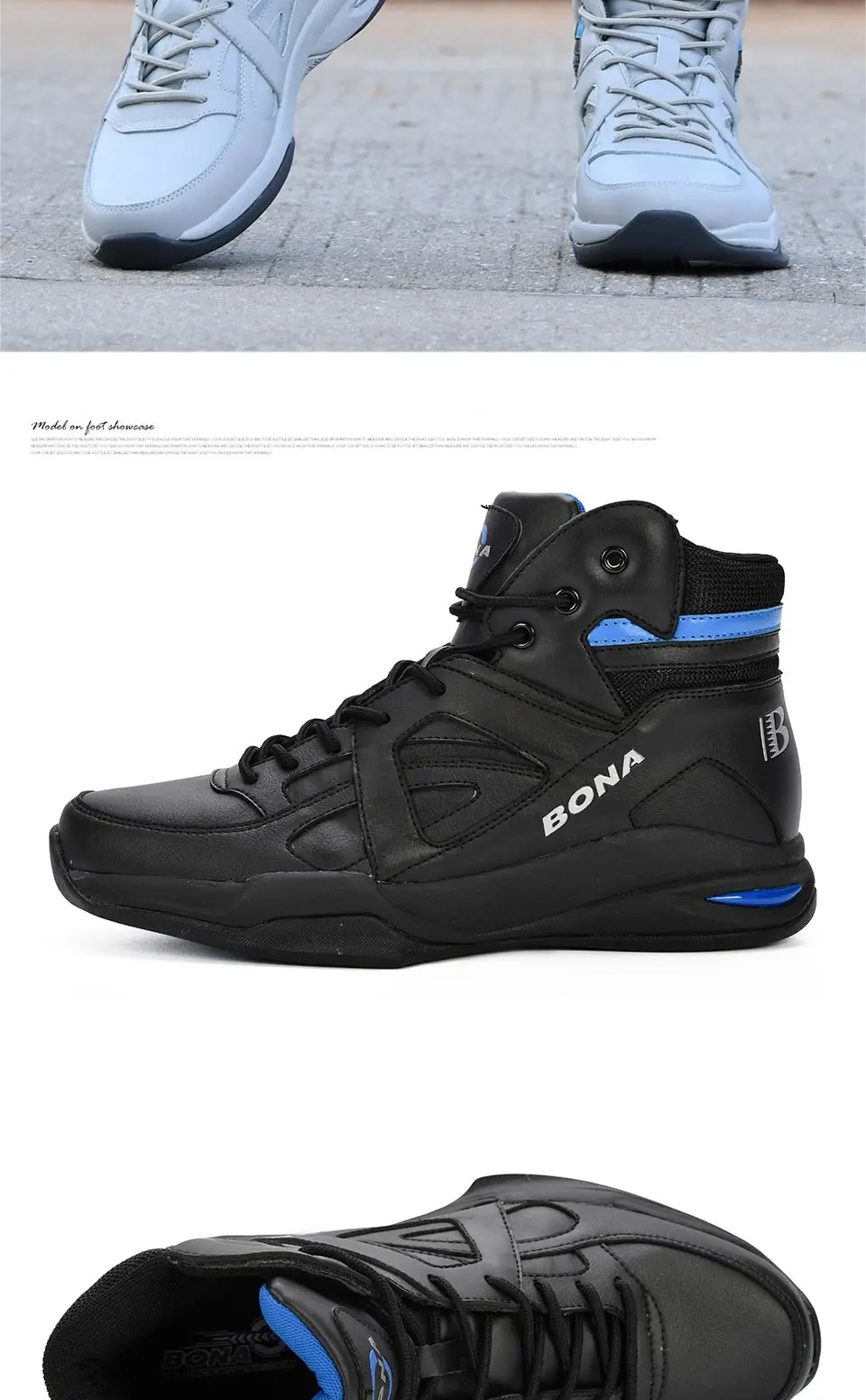 BONA Baskets Homme; коллекция года; мужские баскетбольные кроссовки из яловичного спилка; мужская обувь на плоской подошве; спортивная обувь с высоким берцем; мужские кроссовки; Zapatillas Comfy