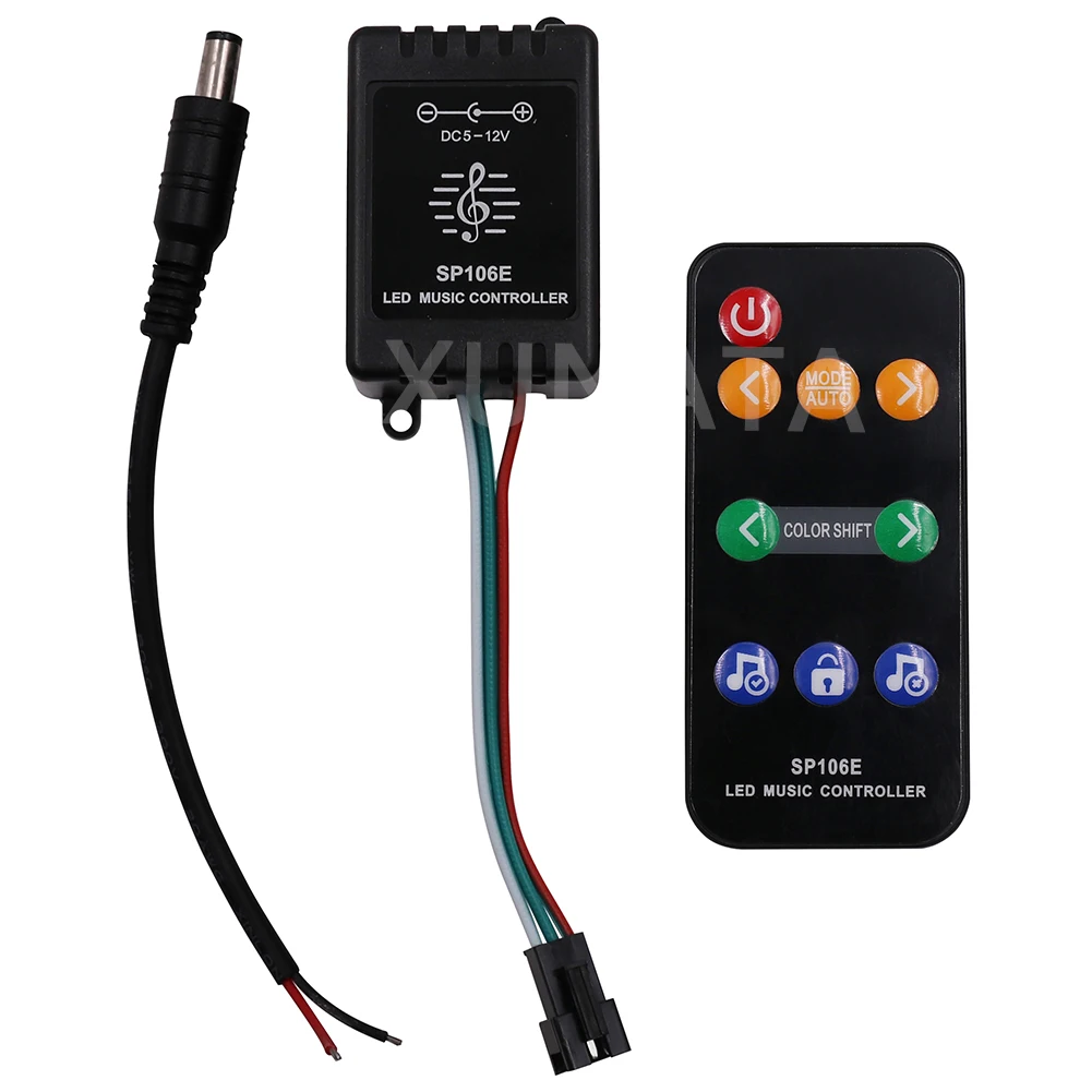 

SP106E 9Key IR LED Magic Music Controller DC5V DC12V For WS2811 WS2812B 1903 SK6812 16703 RGB LED Strip Pixel Lights Control