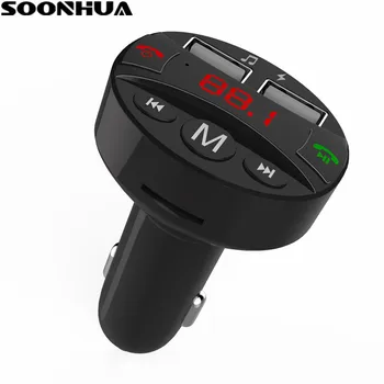 

SOONHUA Dual USB Car Charger Wireless Bluetooth Music Player Fast Charging Adapter With LED Display U Disk TF Card Handsfree