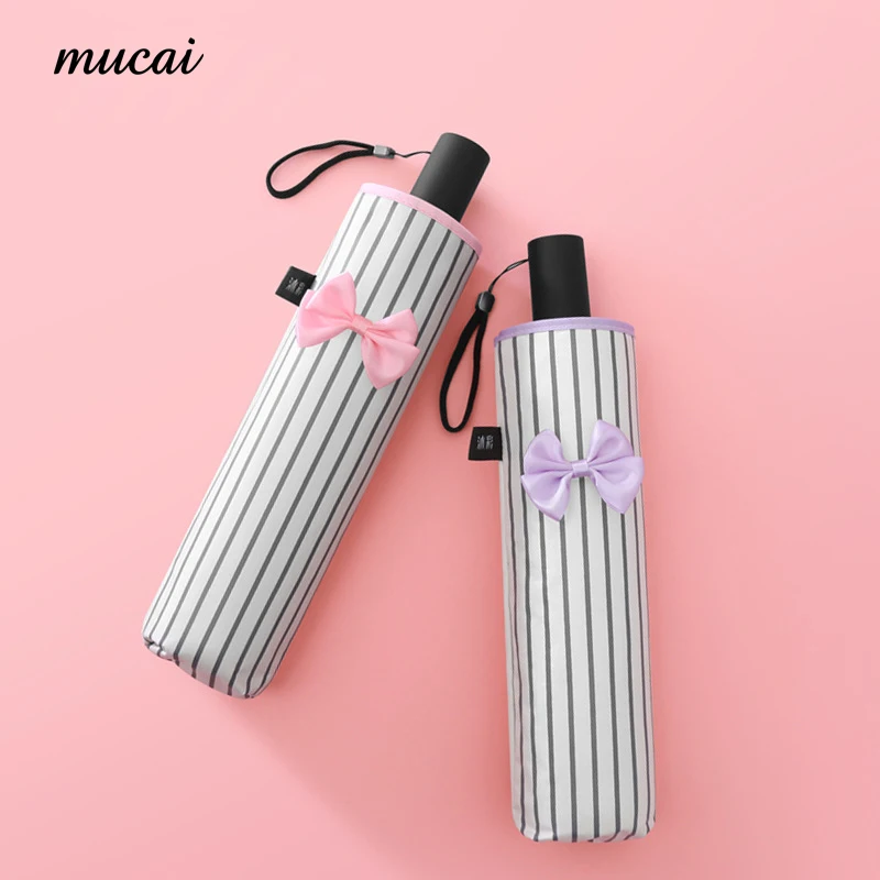 

New Arrival Women's Umbrella Sunscreen Brand Bowknot Folding Umbrellas Rain Girls Windproof 8K Anti UV Sun Umbrellas Paraguas