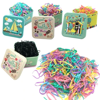 

Multi-color Black Hair Ring Pony Tail Rope Iron Box Rubber Band Pan HeadHair Styling Accessories Tools for Baby Girls Women