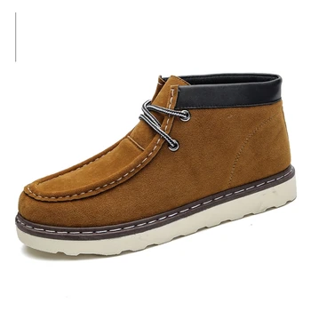 

Nice Fashion British Style Suede Men Boots Winter Autumn Size 28-77 Non-slip Lace Up Ankle Male Shoes Teenager Rubber Footwear