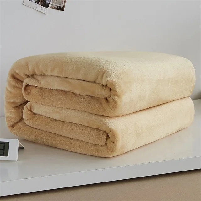 Мягкие теплые коралловые флисовые фланелевые одеяла для кровати из искусственного меха норки, одноцветные покрывала для дивана, зимние клетчатые одеяла - Цвет: Beige