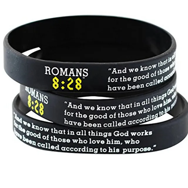300pcs Faith Verses Religious Romans 828 300pcs Faith Verses Religious Romans 828 Silicone Rubber Bracelet Wristband