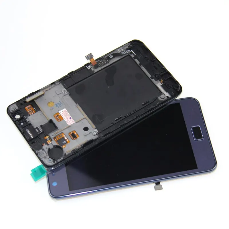 Черный Whte для Samsung Galaxy S2 i9100 ЖК дисплей сенсорный экран дигитайзер + рамка в сборе