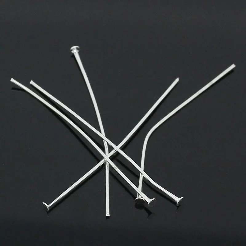 

DoreenBeads 100PCs Silver color Head Pins 50x0.7mm(21 gauge) 2015 new