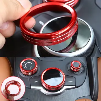 

BBQ@FUKA For Alfa Romeo Giulia 2017 Center Console Media Button Switch Knob Trim Frame Ring