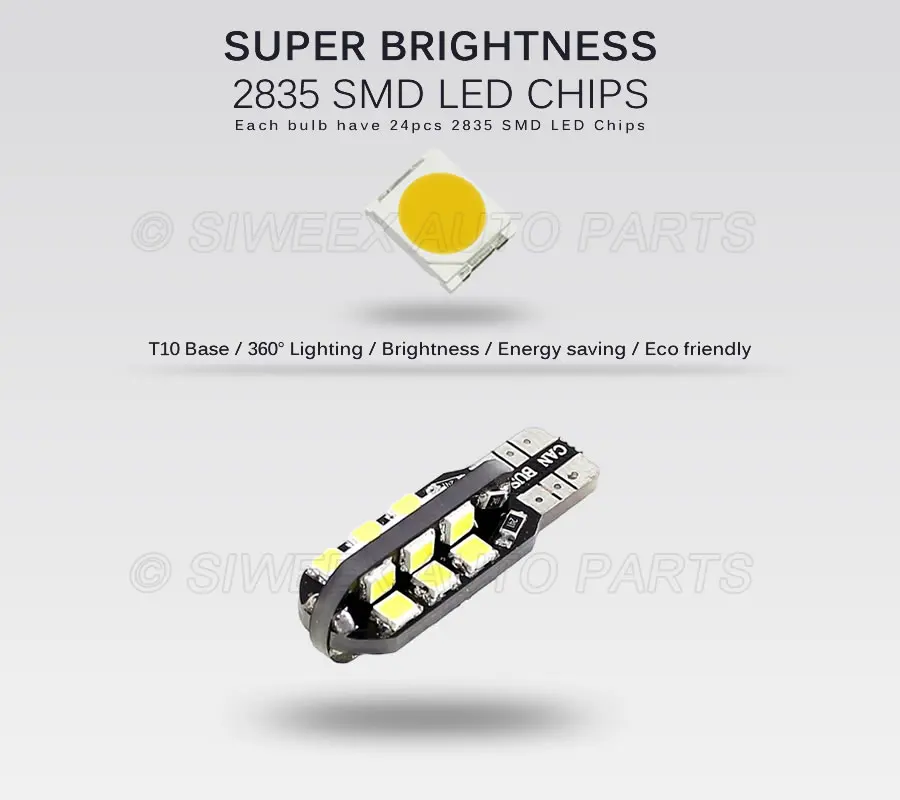 6x W5W светодиодный светильник T10 24SMD боковые зеркала автомобиля клиновидный Купол лампы 194 168 2835 белое свечение, теплое белое свечение, Iceblue