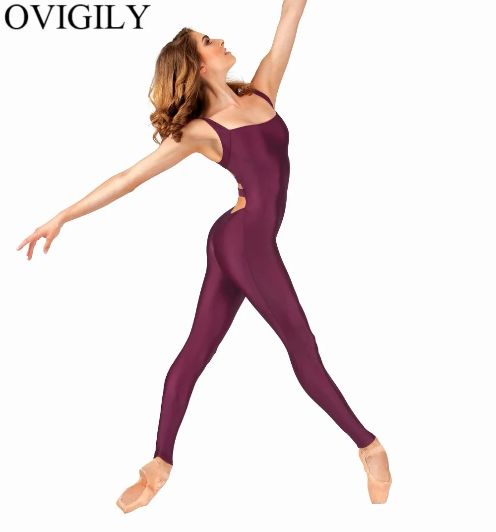 Женская майка OVIGILY из эластичной лайкры спандекса без рукавов|tank unitard|dance unitardtank