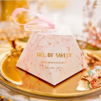 

Free shipping pink marble flower and bird bridal shower paper chocolate boxes , TWT1