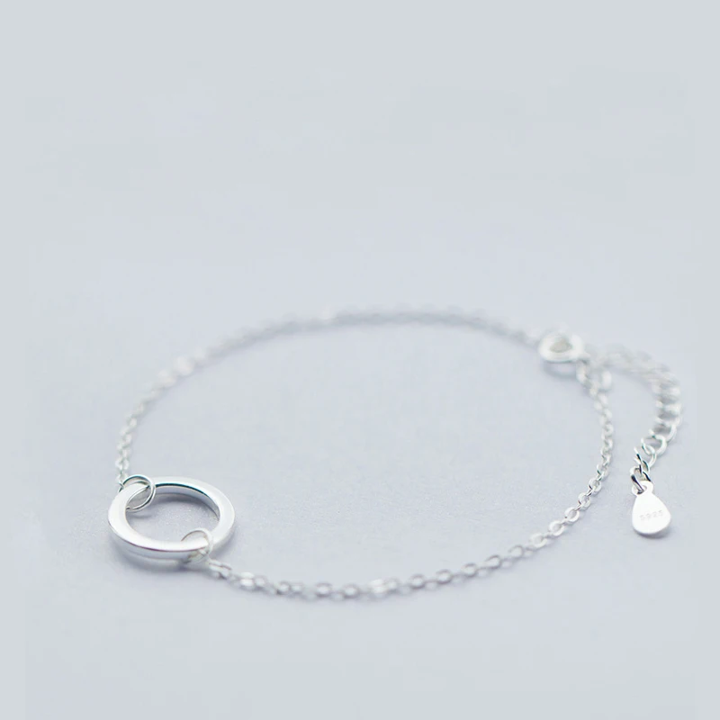 La MaxZa круглый круг Шарм минималистские браслеты для Для женщин 925 пробы серебро браслет Модные Украшения Женские аксессуары