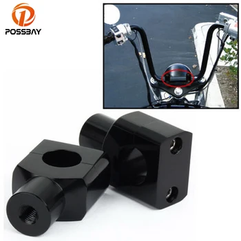 

POSSBAY 25MM 1'' Motorcycle Handlebar Bar Riser Mount Clamp Bolt Billet Black Universal for Kawasaki Yamaha Harley Scooter Clamp