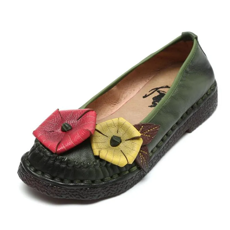 Г., весенне-Летняя женская обувь на плоской подошве в стиле ретро Новая повседневная кожаная обувь с мягкой подошвой в национальном стиле модная удобная мягкая обувь