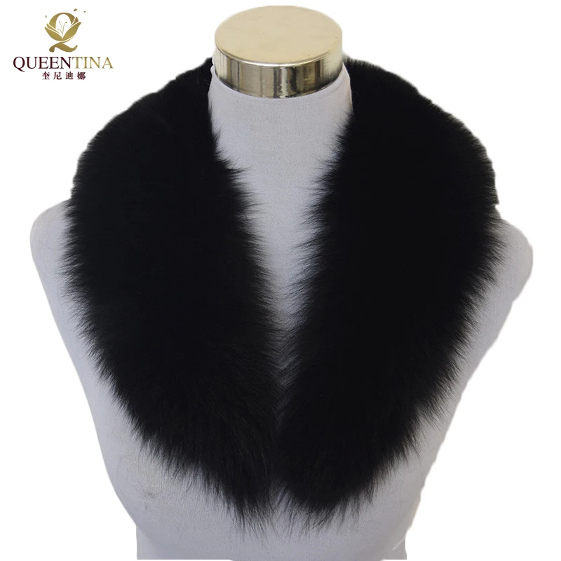 

Real Fur Collar Scarves Top Fashion Solid Black New Winter Scarf Women 100% Real Fox Fur Collar Caps Winter Warm Scarves Shawls