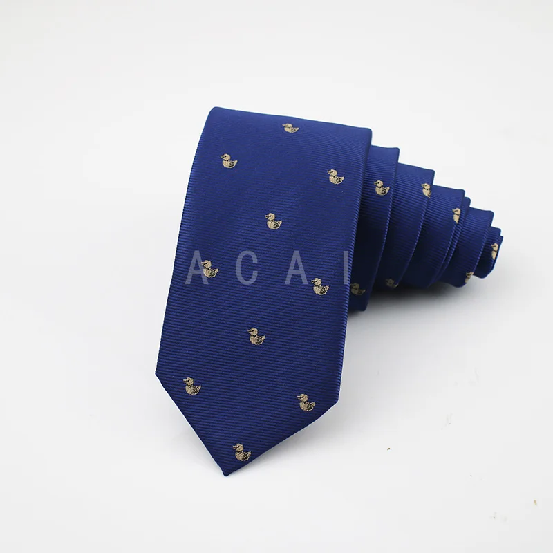 La MaxPa мужской полиэстеровый галстук с мультяшным животным котом, уткой, велосипедный тканый костюм 6 см, Узкий Тонкий шейный галстук для бизнеса, галстуки для жениха, подарок - Цвет: PCT17