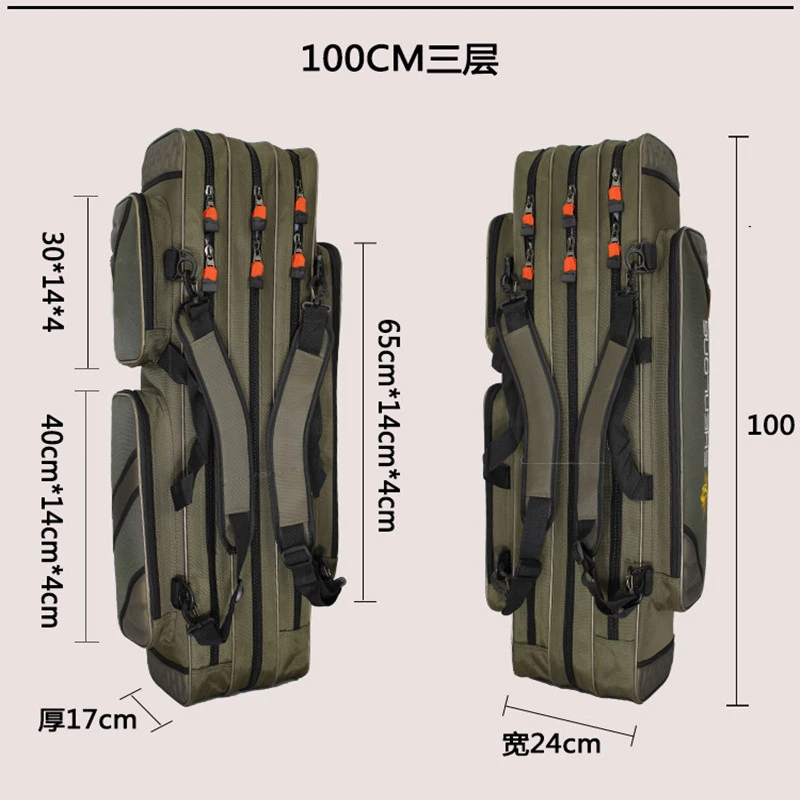 80-120 см супер большая Рыболовная Сумка Многоцелевой утолщенный Оксфордский материал водонепроницаемый и прочный Чехол рыболовная удочка сумка снасти