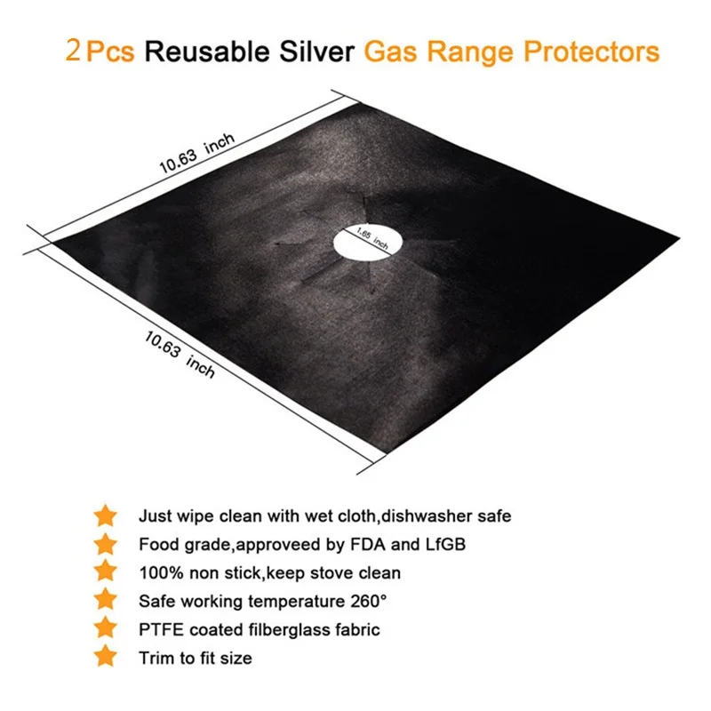 Тефлоновые газовые протекторы для плиты, коврик многоразового использования, крышка горелки, подкладка, подкладка, защита от пожаров, коврик для плиты, кухонные моющиеся Инструменты для чистки