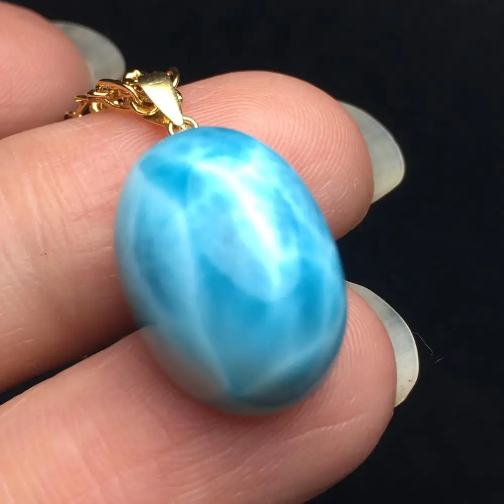 

Fine Jewelry 100% Natural Blue Larimar Carved Female Women's Gemstones Pendant Necklaces