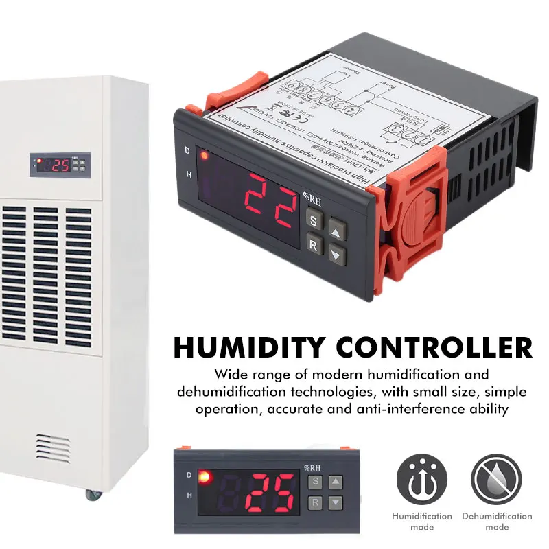 

12V/110V/220V Digital Temperature Controller Intelligent Humidity Correction Hygrometer Controller for Regulator Incubator