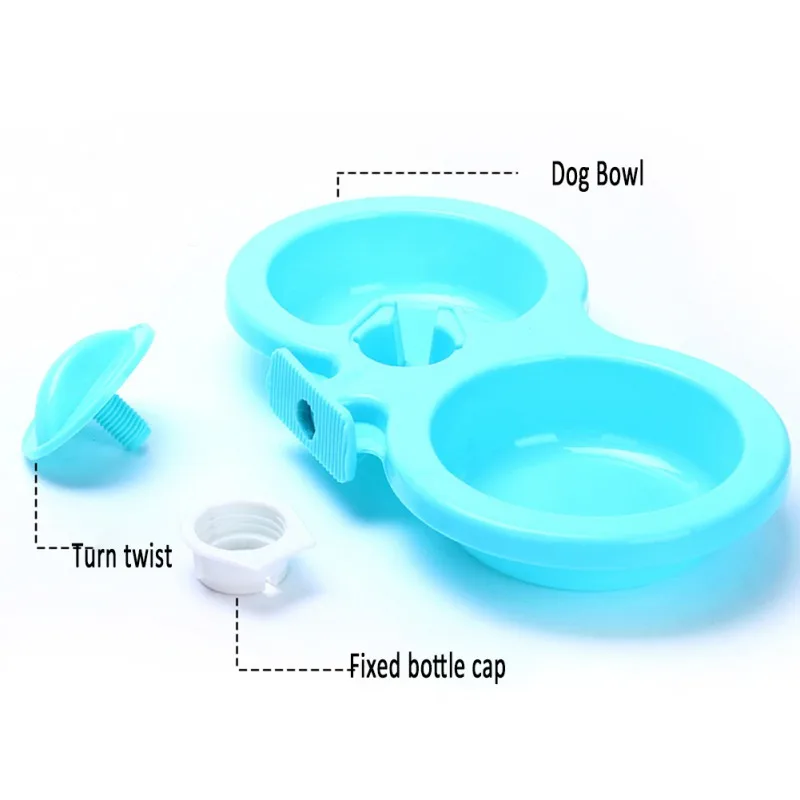 Pet Feeder Dog Anti Bite Detachable Hanging Double Bowls Puppy