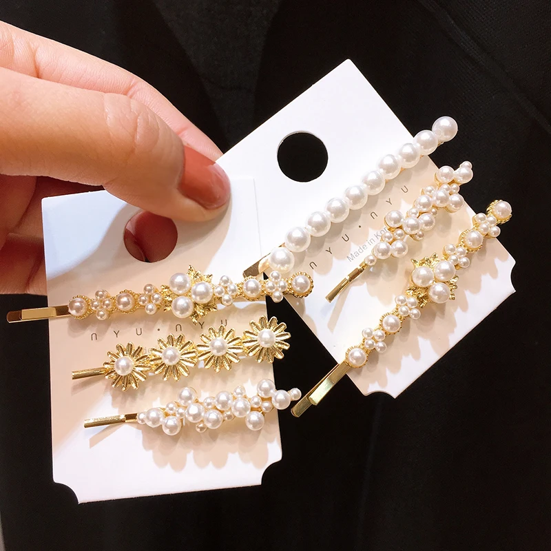 

3PC/SET Women Geometric Irregular Gold Color Hair Clips Imitiation Pearl Hairpins Barrettes Hairgrip Hair Styling Tools Jewelry