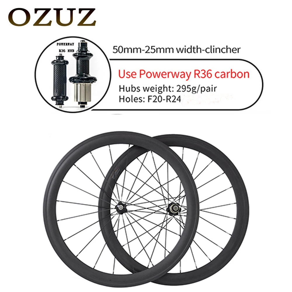

OZUZ Carbon Wheels 38 50 mm Deep Road Bike Wheels R36 Hub Straight pull 25mm Wide Wheelset Matte Glossy 3k 700C Clincher Wheels