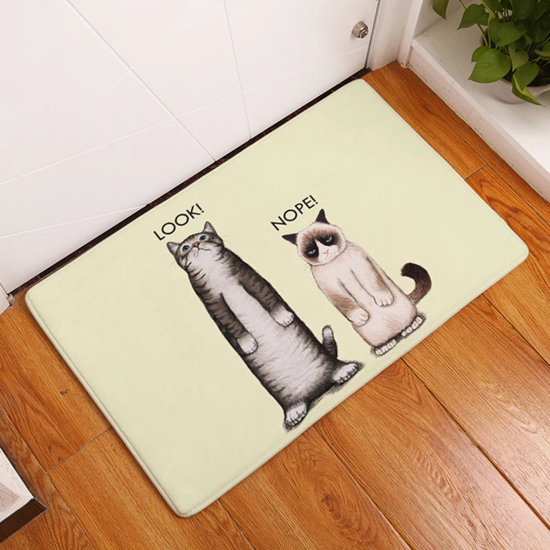 

HomeMiYN New Arrival Bath Mat Talking Cats Door Mat Entrance Bath Rug Flannel Printing Foot Pads Rectangle Yellow Cartoon Pads