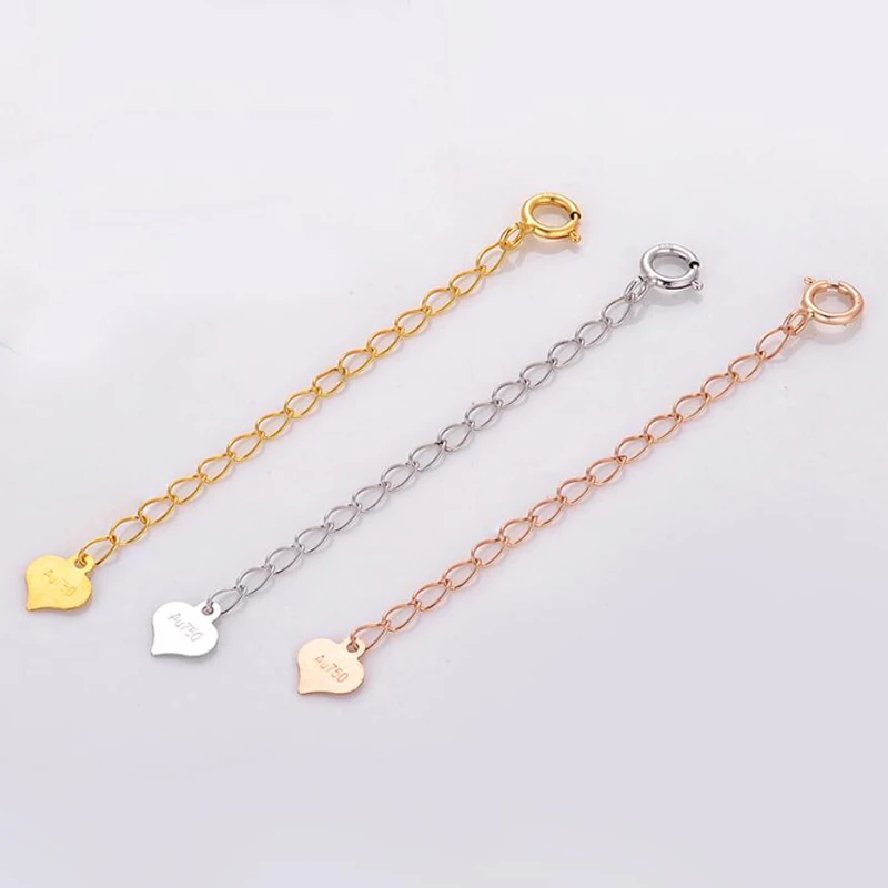 Sinya Jewelry DIY Finding 18k Au750 gold extended chains 3.5cm 5.5cm length necklace bracelet chain extender with tag Hot sale (1)
