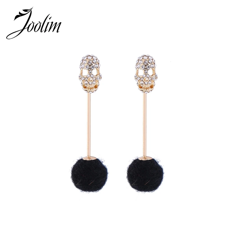 

JOOLIM Black Green Fluffy Ball Dangle Earring Vintage Pom Pom Earring 2 In 1 Convertible Earring Wholesale High Quality