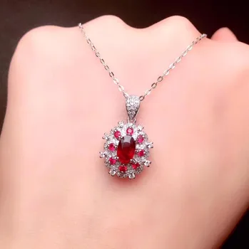

Fine Jewelry Real Pure18 K Gold Jewelry Natural 100% Ruby 0.69ct Gemstone Pendant Diamonds Pendant Gemstone Necklaces for Women