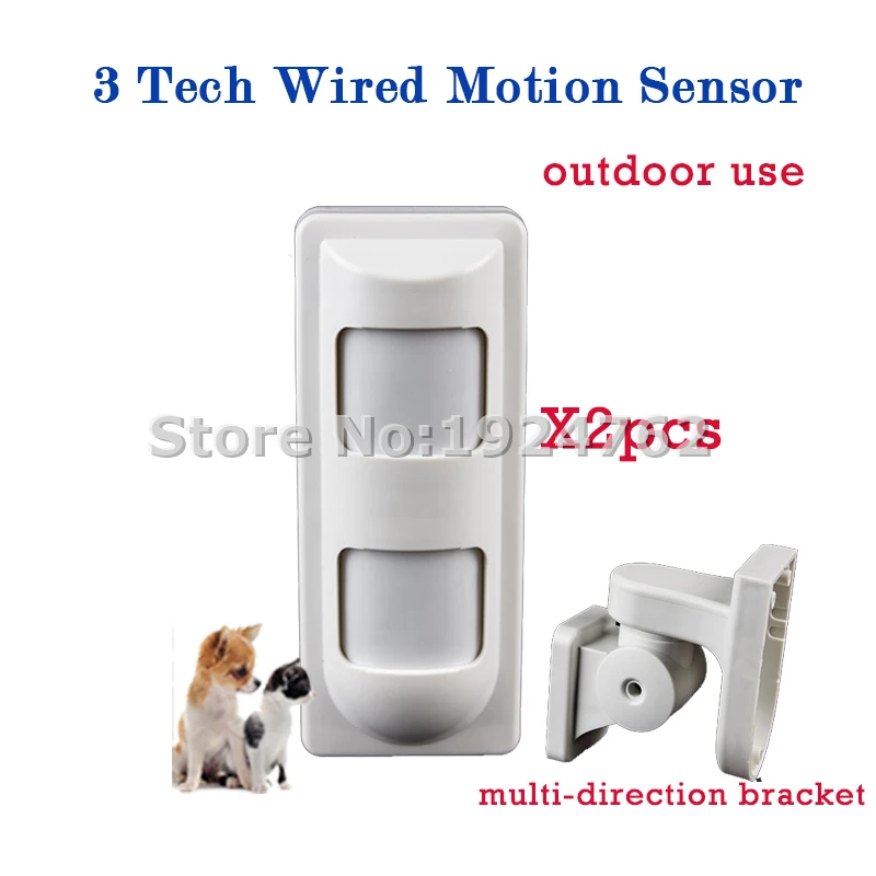 2 piece Pet Friendly Wired Outdoor Pet Motion Sensor 3 Tech Alarm PIR