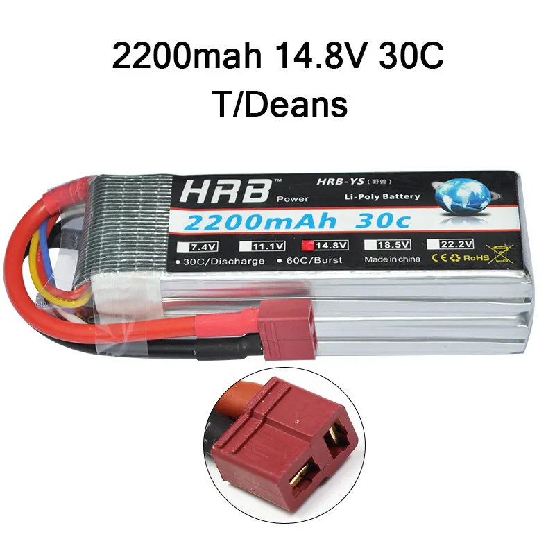 HRB Lipo 3S 4S 11,1 V 14,8 V 5000mah 2S 6S 7,4 V 22,2 V батарея 2200mah 2600mah 3300mah 6000mah T для TRAXXAS 1:10 RC автомобиля FPV лодки - Цвет: 4S 2200mah 30C T