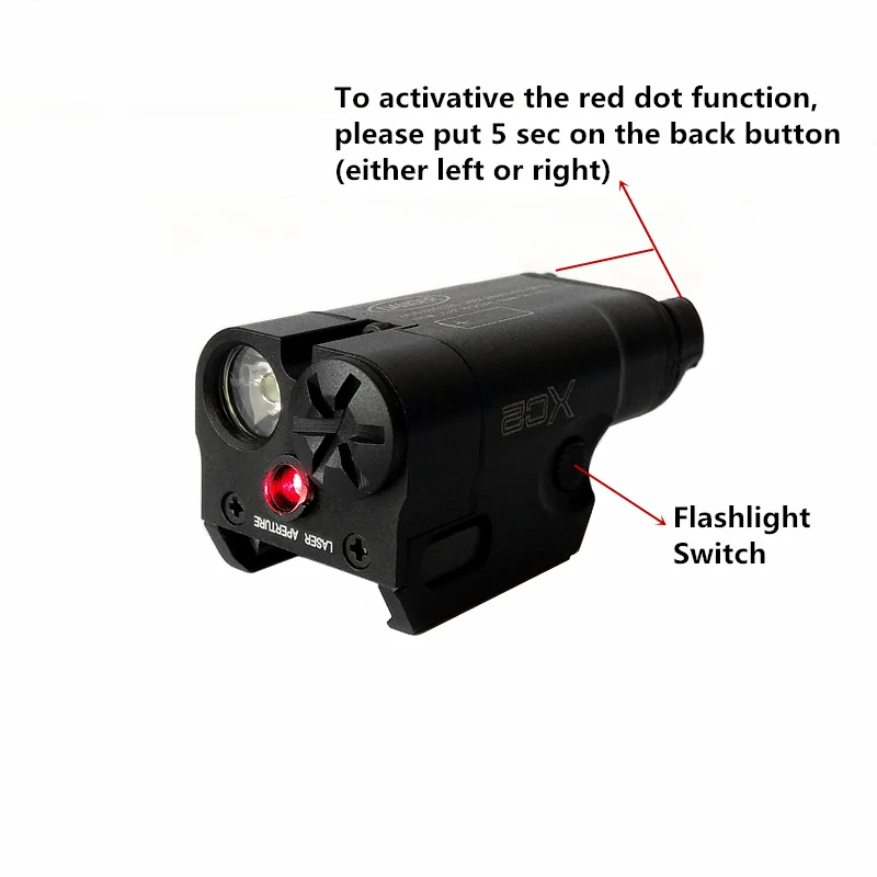 SF лазерный светильник, компактный пистолет, светильник-вспышка с красным лазером в горошек, тактический светодиодный мини-белый светильник, 200 люмен, страйкбол, светильник-вспышка