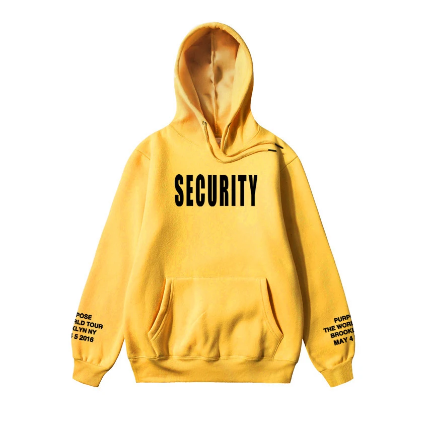 Vfiles Security Print Hoodie Justin Bieber Fog High Street Sweatshirt Bibb Purpose Tour Yellow Hoodie Lovers Couple Bts Hoodie