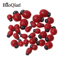 100 ピース/パックミニ木製てんとう虫スポンジフラットスクラップブッキング装飾工芸品マイクロ風景家の装飾