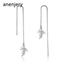 Anenjery, простые серьги в виде кленового листа, женские 925 пробы, серебряные серьги на цепочке с длинными кисточками, листья, сережки oorbellen, S-E797
