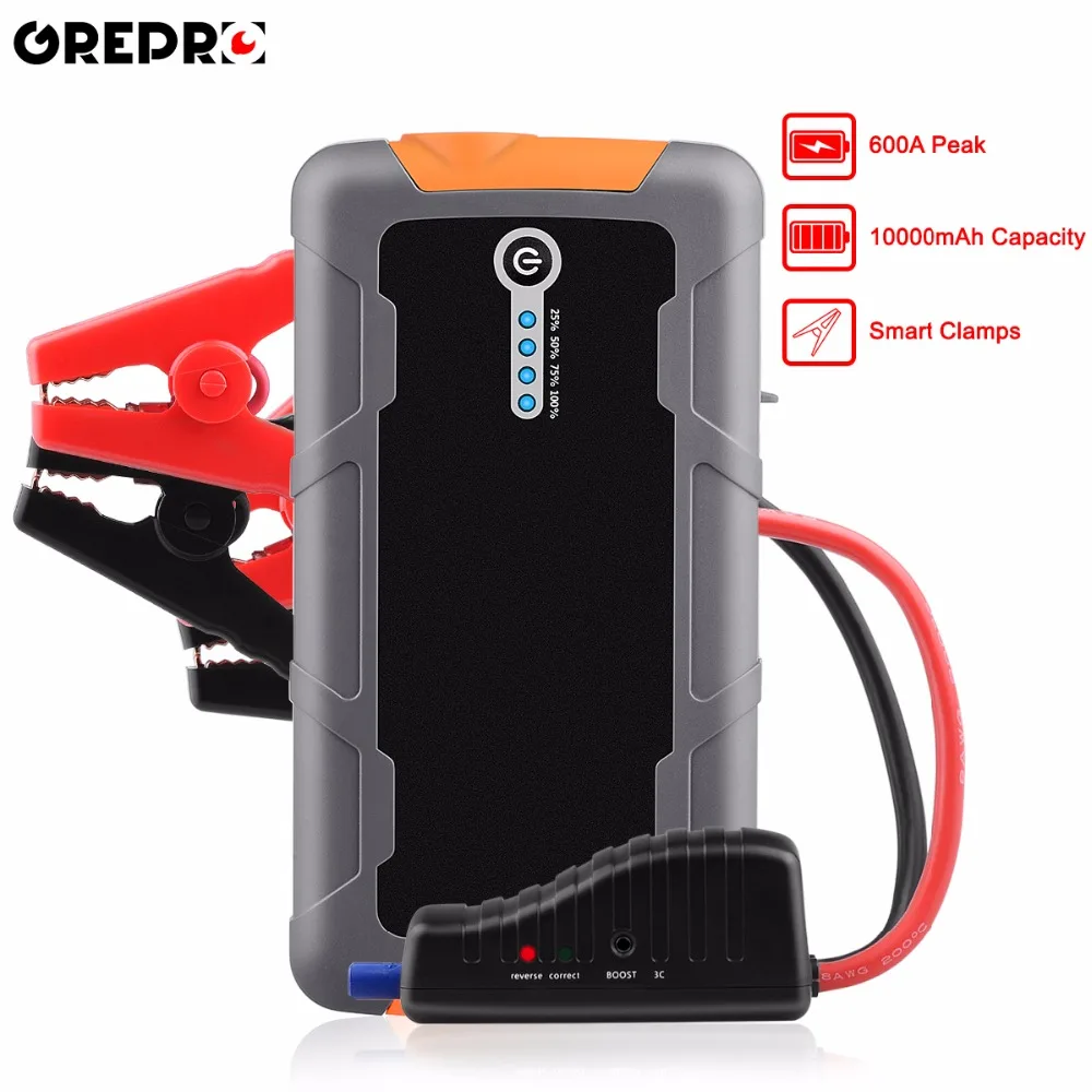 

10000mAh Car Jump Starter 600A Vehicle Emergency Battery 12V Car External Battery Booster Multi-function Car Starter Power Bank