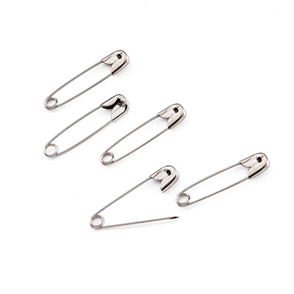 002 22/28/32/38mm 1Box Iron Safety Pins Findings Metal For Brooch