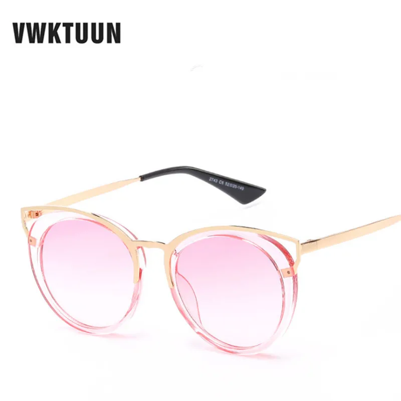 

VWKTUUN Hollow Frame Sunglasses Women Cat Eye Points Gold Sun glasses For Woman Outdoor Sun Shades Female Ocean Lens Glasses