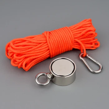 

Double sided 150KG Magnet Power Neodymium Strong Magnets Magnetic Material Base Fishing Salvage Magnet 60mm with 20m Rope