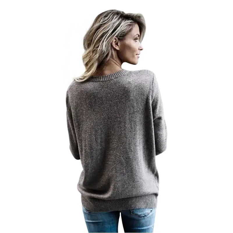 ADEWEL New 2017 Autumn Winter Sexy Deep V Neck Women Knitted Sweaters Blouse Ladies Casual Cross Front Loose Basic Sweater Tops (8)
