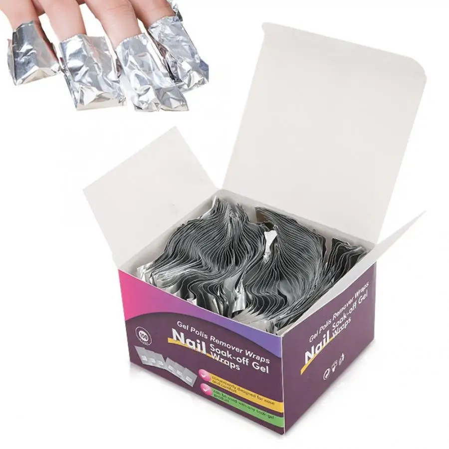 

100Pcs/box Nail Polish Remover Tin Foil Wraps UV Gel Remover Cotton Pads With Orange Sticks Gel Nail Polish Removal Tool Kit