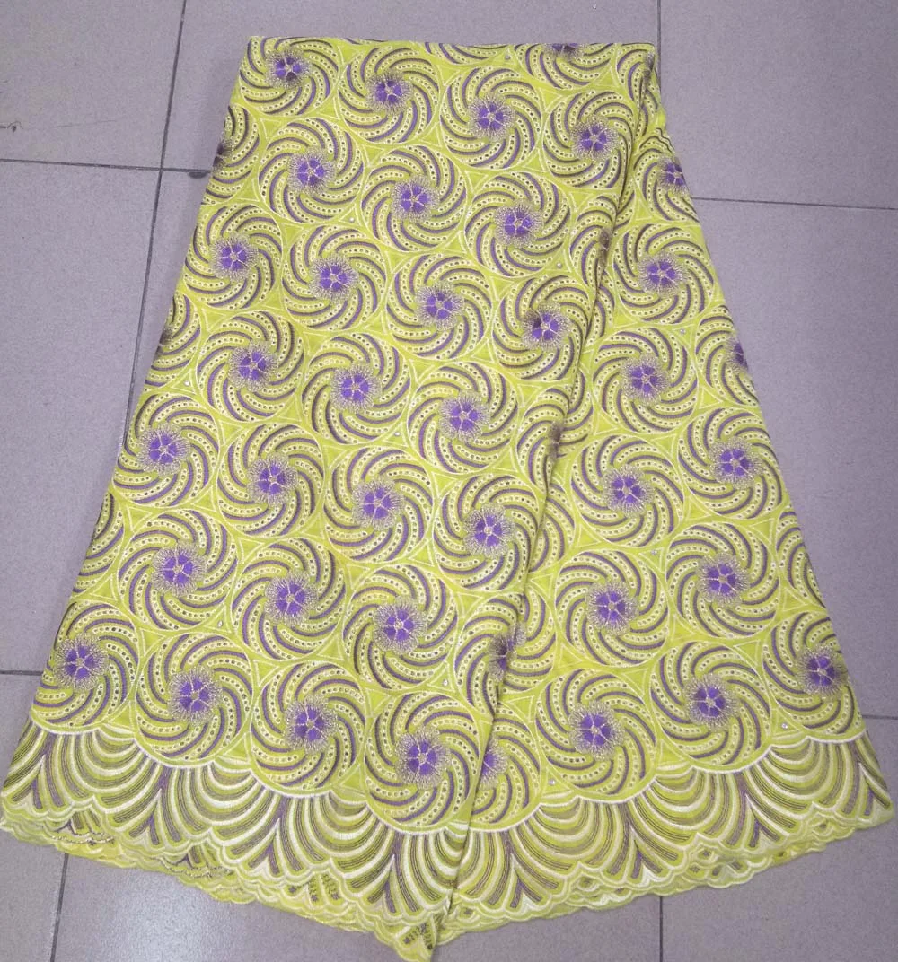 

High quality pure yellow french 100% cotton lace fabric elegant Africa Swiss voile lace fabric for women and men dress