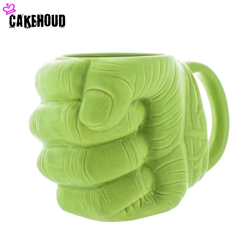 

CAKEHOUD Personality Green Hulk Fist Ceramic Mug For Coffee Tea Milk Cups Anime Porcelain Drinking Mug Boy Man Drinkware Gifts
