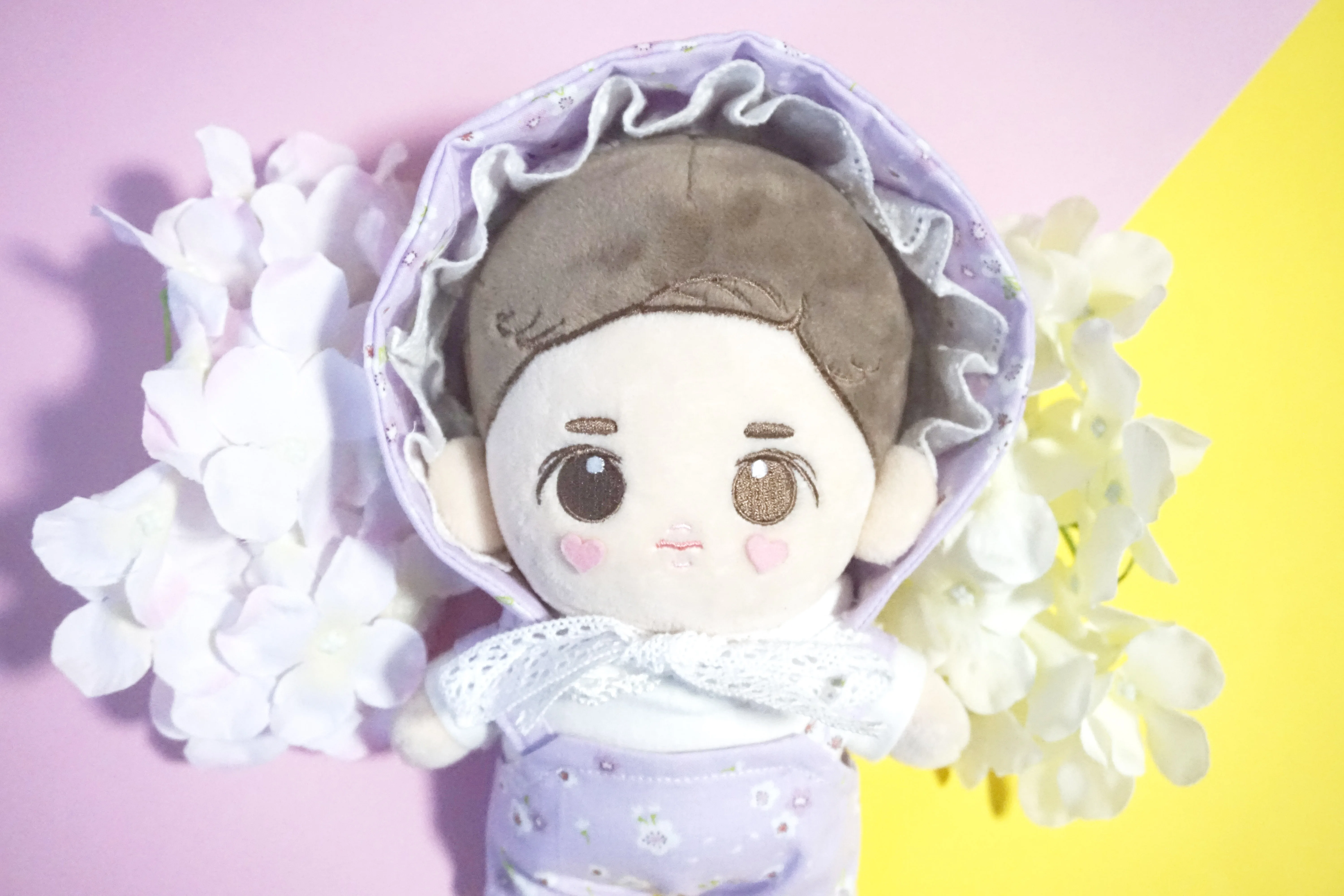 [MYKPOP]EXO Floral Print Lace Hood& Romper Sets for Doll of 20cm CHANYEOL BAEKHYUN SUHO KPOP Fans Collection SA18092801