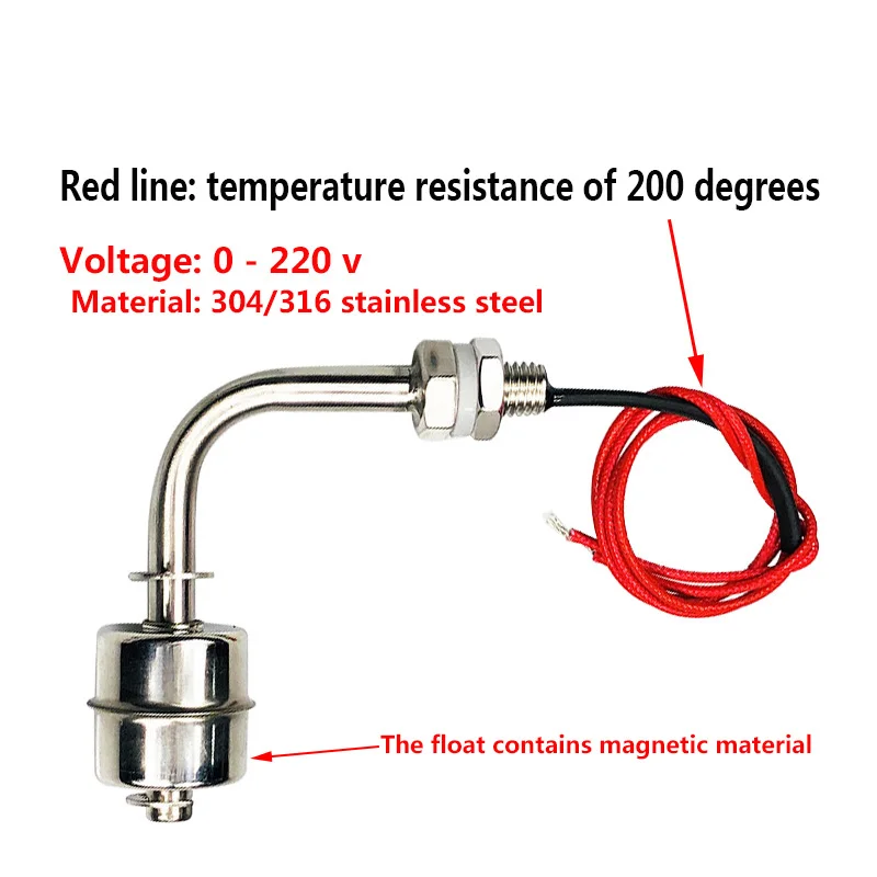 304/316 красный и белый нержавеющая сталь L Тип Датчик уровня воды и жидкости внутренний поплавковый выключатель