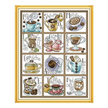 

JoySunday chinese cross stitch Harvest December coffee life DMC14CT11CTcotton needlework livingroom restaurant hotel painting