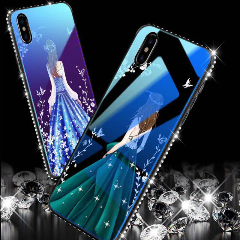 SemgCeKen алмазное блестящее стекло чехол для iPhone 5 5S SE 6 6s S 7 plus 8 X xr xs max Роскошная